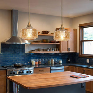 Modern pendant light yellow hanging lamp bronze alloy steel, iron kitchen light