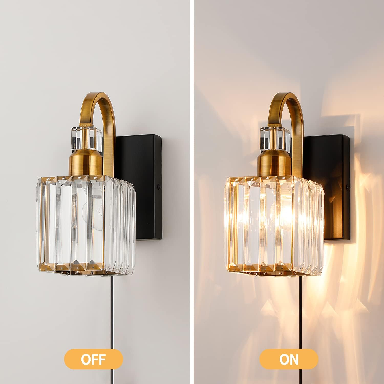 Plug in hallway light gold+black wall light metal bathroom light