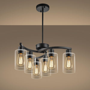 6 Light modern pendant light black farmhouse light metal hanging light