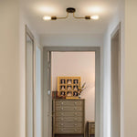 2 light industrial semi flush mount ceiling light adjustable ceiling lamp with gold and black finish