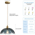 1-light pendant light blue kitchen light brass, glass bedroom light
