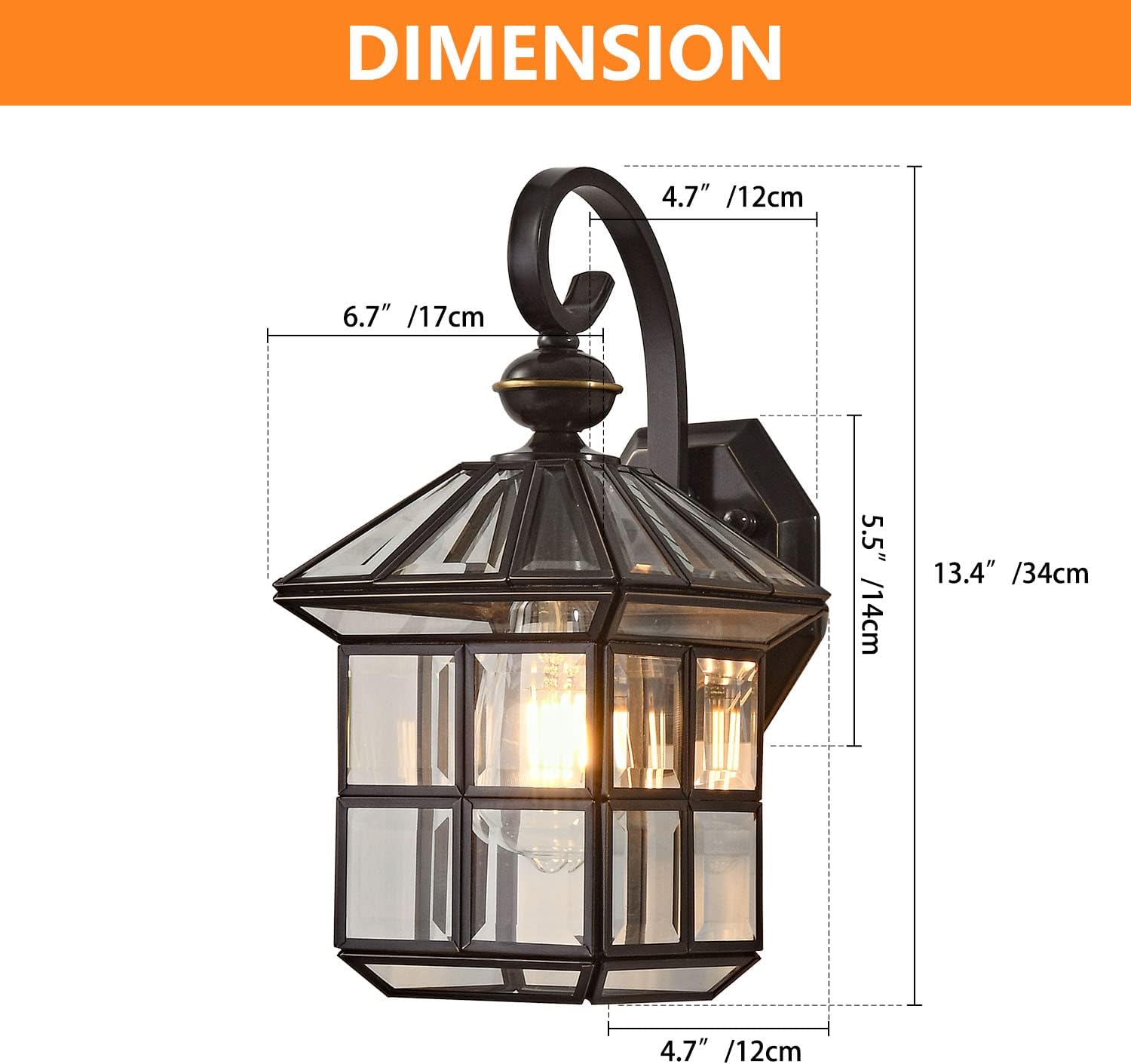13.4 inch wall lights bronze mount light glass, copper porch light