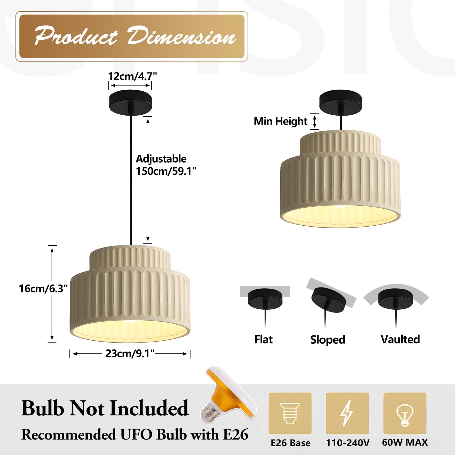 1-light pendant lights cream yellow kitchen island light resin, metal hanging lights