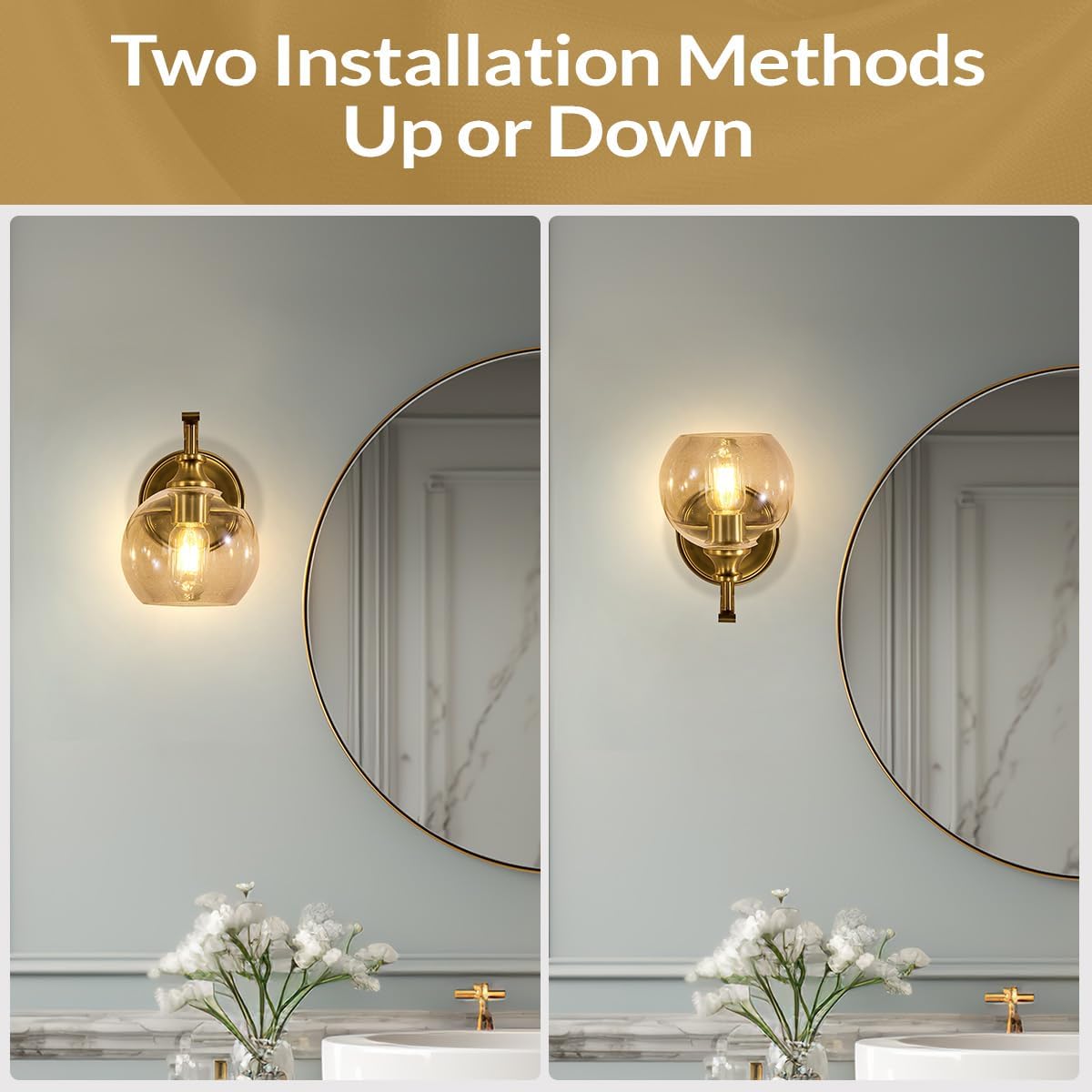 1-light bathroom light gold moun light metal wall light