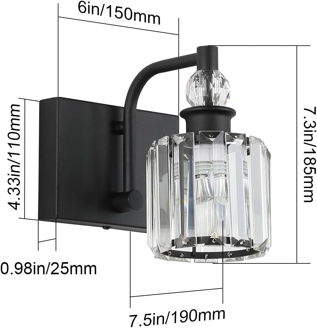 1 light vanity light black mirror light metal,glass wall lights