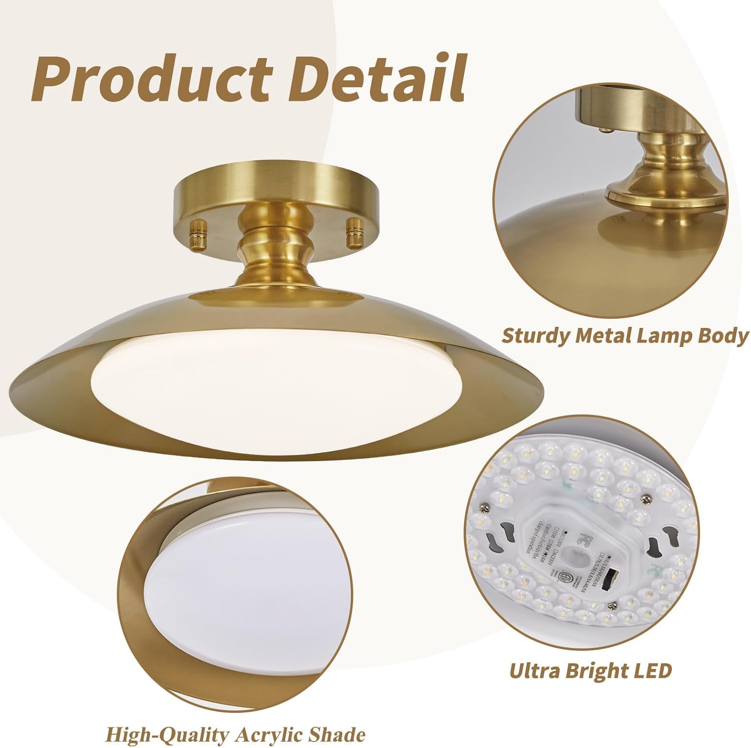 Led ceiling light brass hallway light metal, acrylic kitchen light