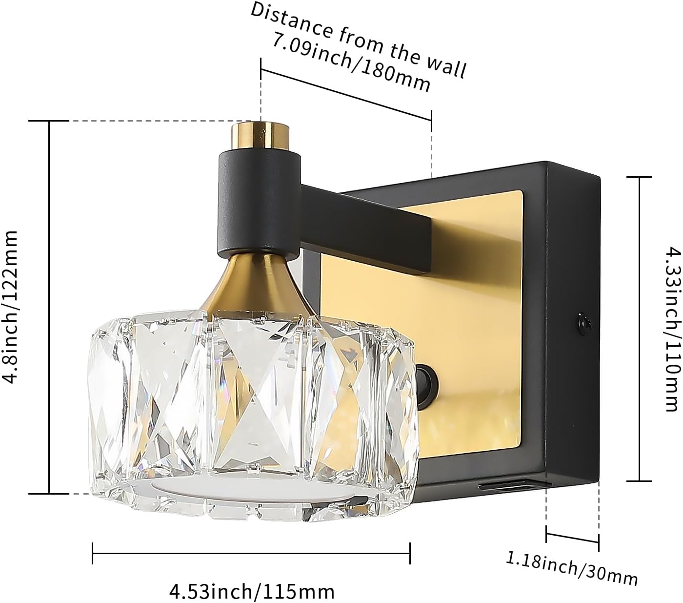 1-light mounted light circle vanity light metal wall light