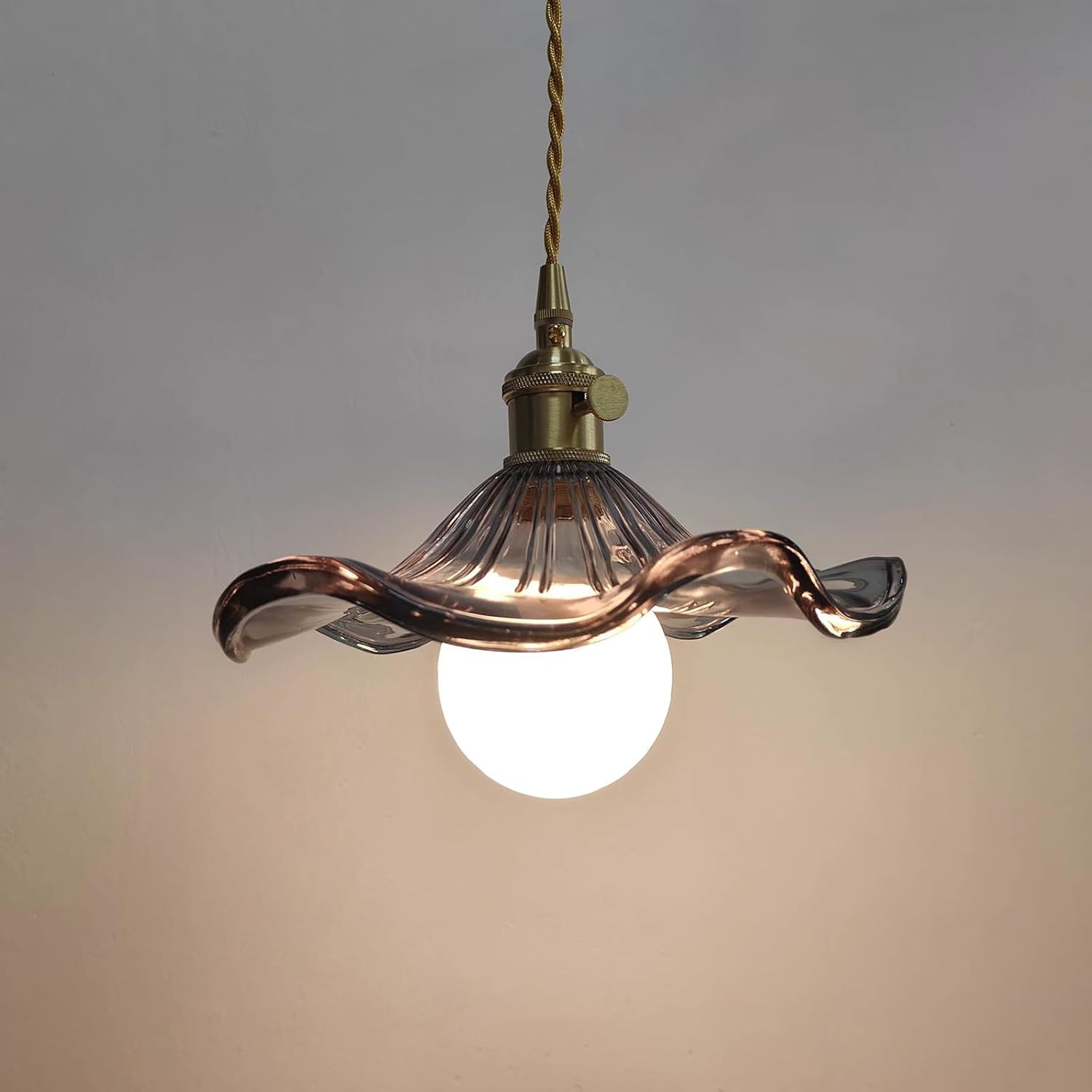 Farmhouse chandelier light gray pendant light brass, glass & copper bedroom light