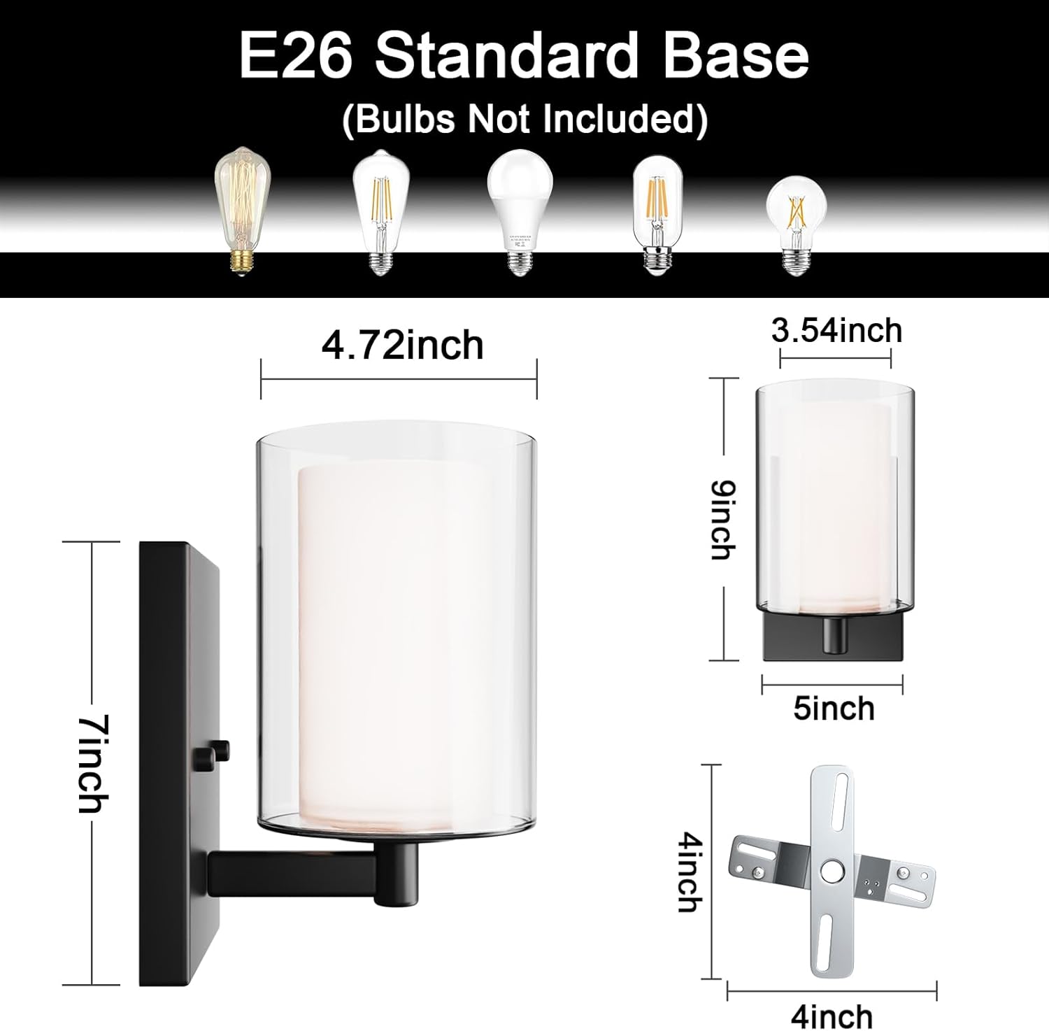 2 modern wall light black vanity lights glass bathroom light