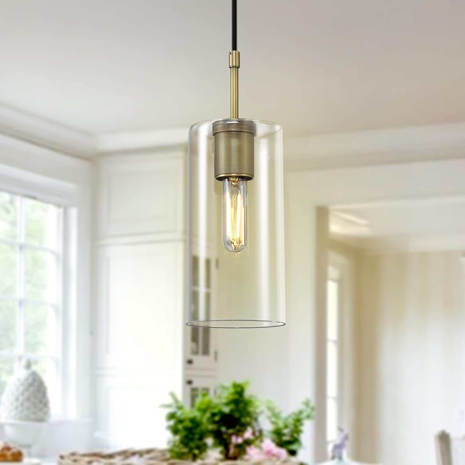 Modern pendant light brass island sink light brass glass hallway light