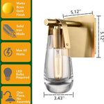 Modern wall light gold vanity light glass, metal mount light