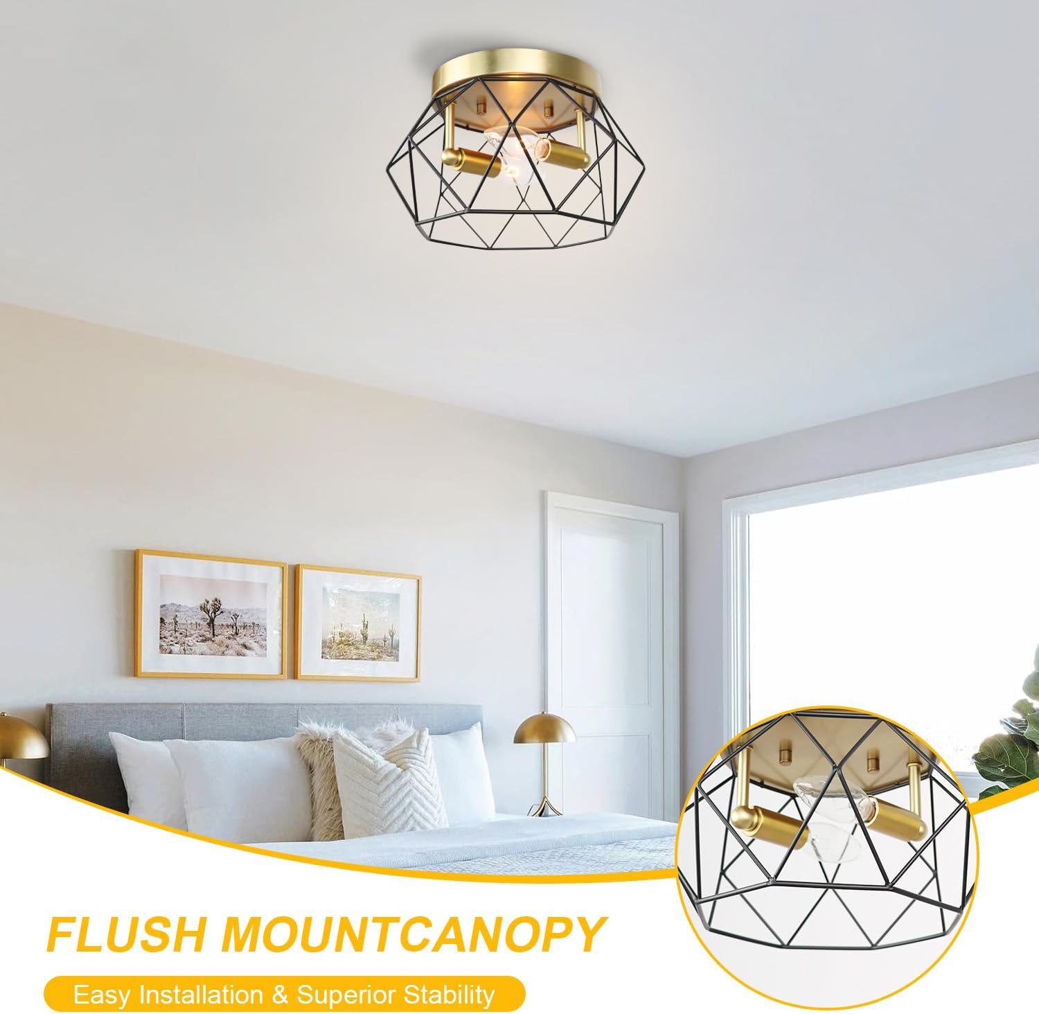2-light fixture light black, gold ceiling light metal kitchen light