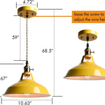 Adjustable pendant light yellow hanging light metal dining light