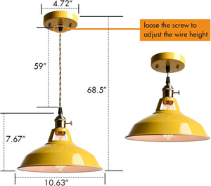 Adjustable pendant light yellow hanging light metal dining light