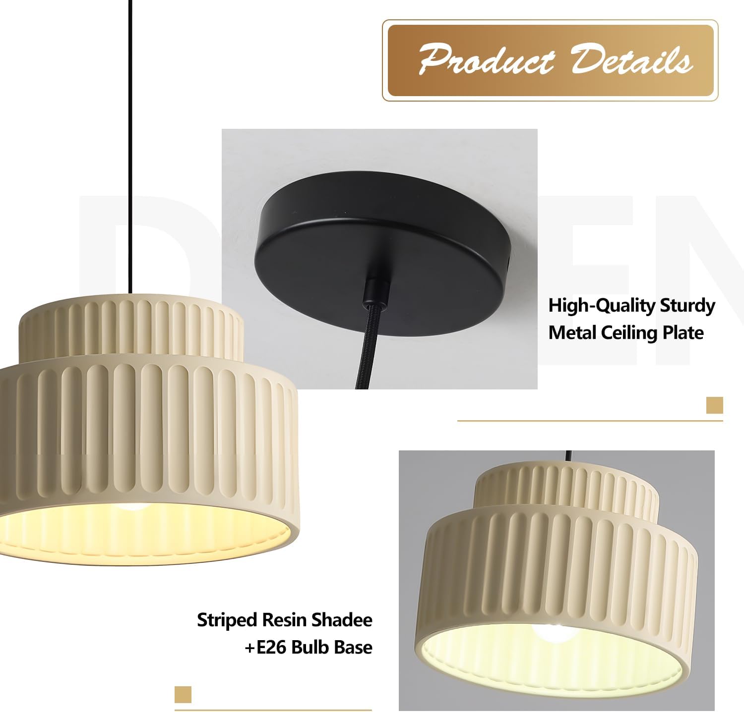 1-light pendant lights cream yellow kitchen island light resin, metal hanging lights