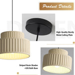 1-light pendant lights cream yellow kitchen island light resin, metal hanging lights