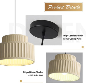 1-light pendant lights cream yellow kitchen island light resin, metal hanging lights