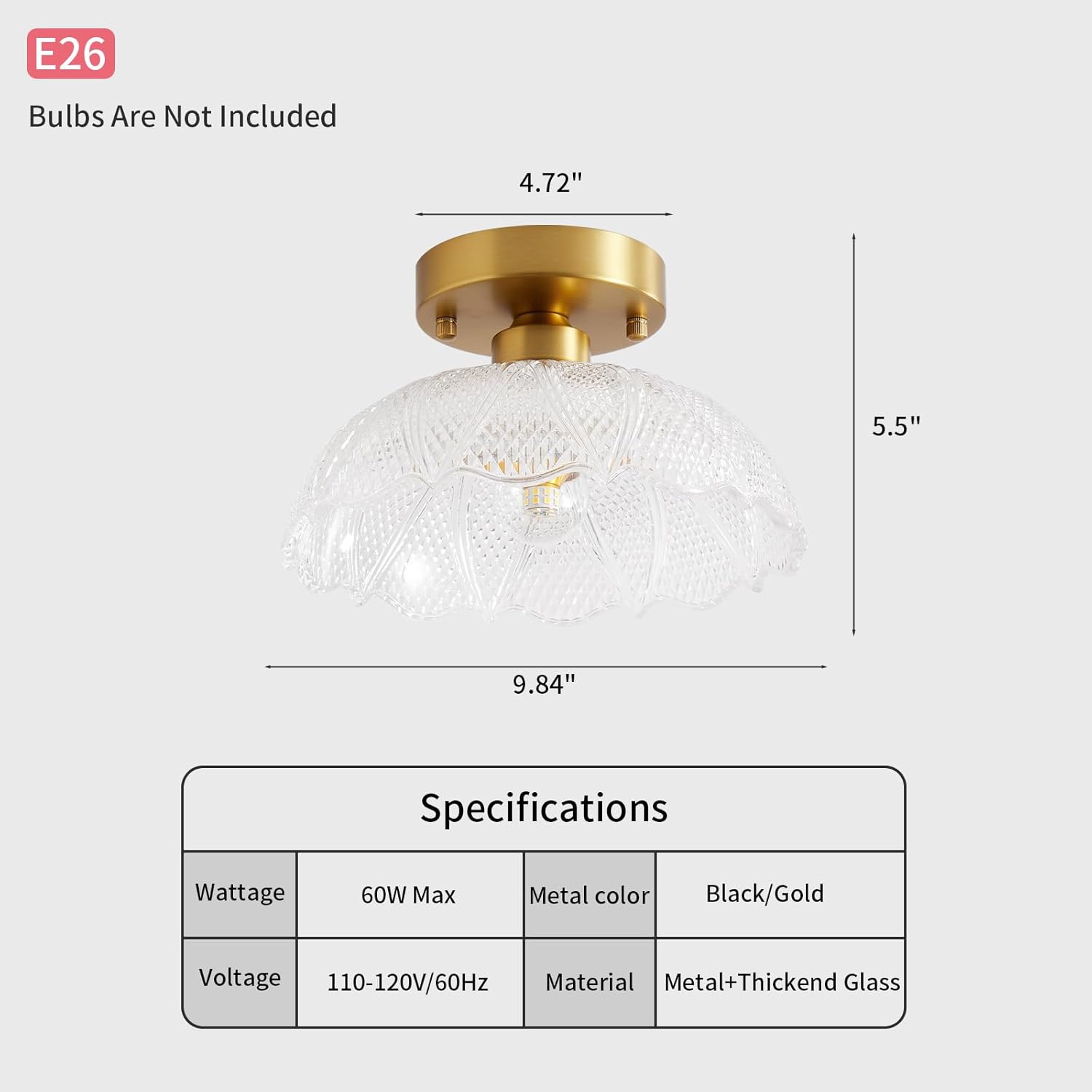 Vintage  entryway light gold ceiling light glass fixture light