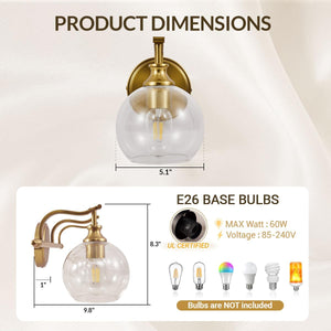 1-light bathroom light gold moun light metal wall light