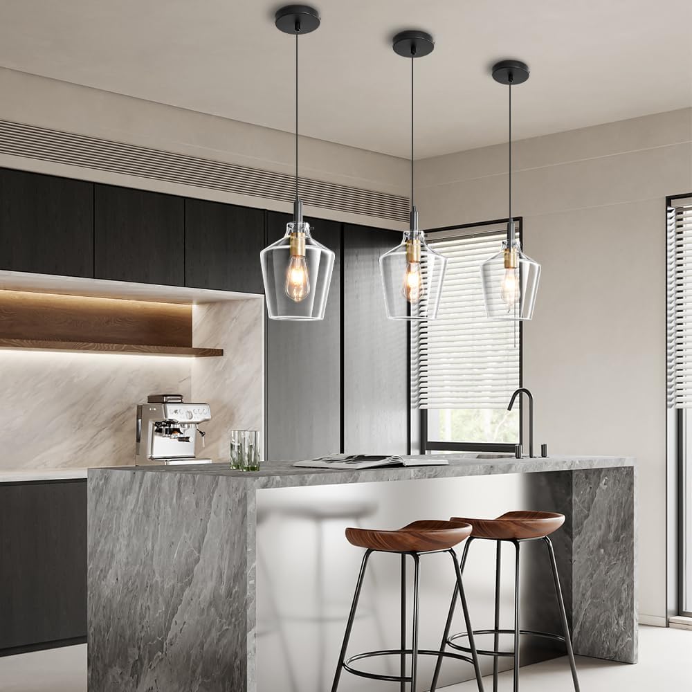 1 pack pendant light black gold kitchen light glass ceiling light