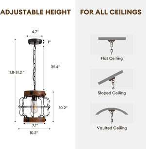 Farmhouse hallway light brown pendant light wood metal kitchen light