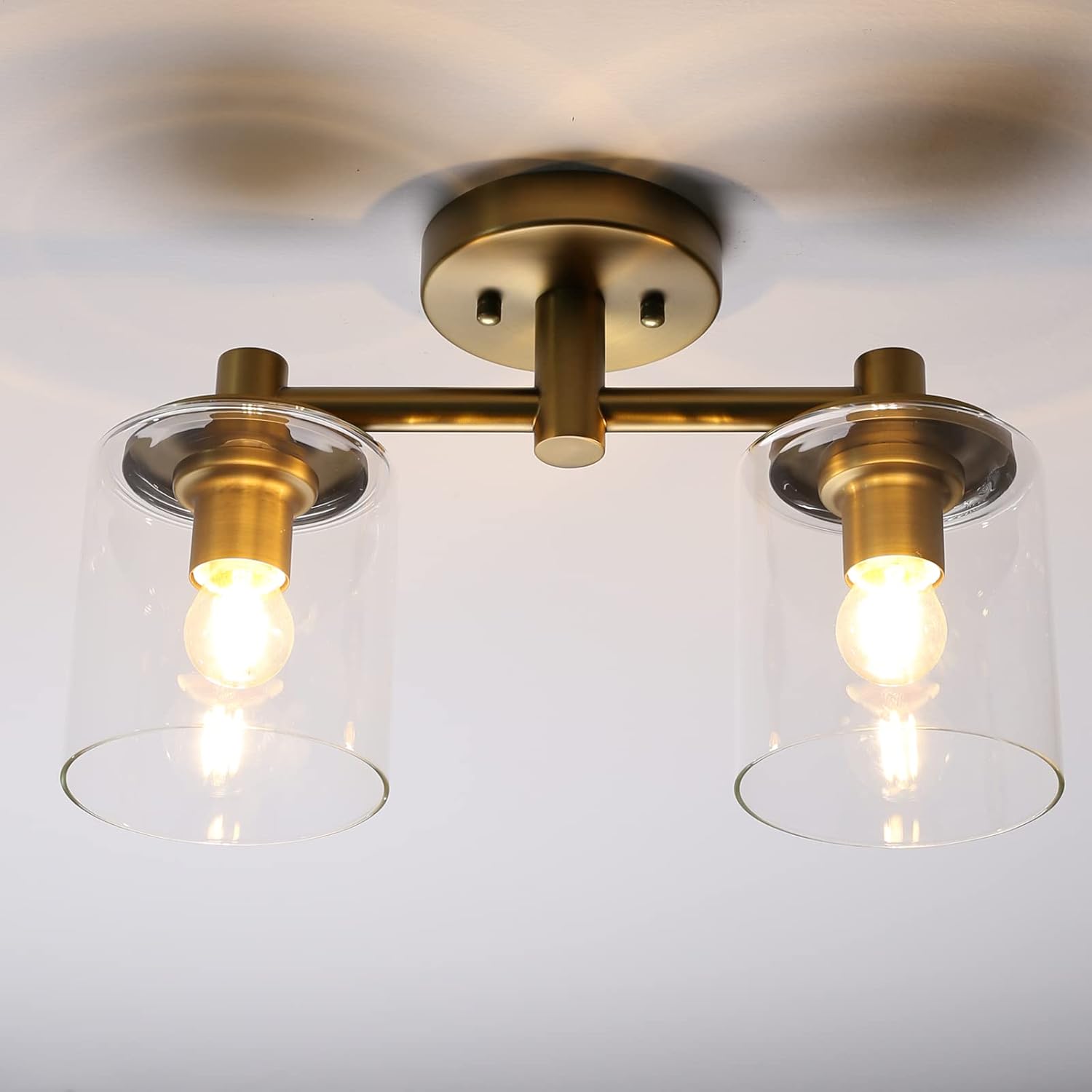 2-light flush mount light antique pendant light glass, metal chandelier lamp