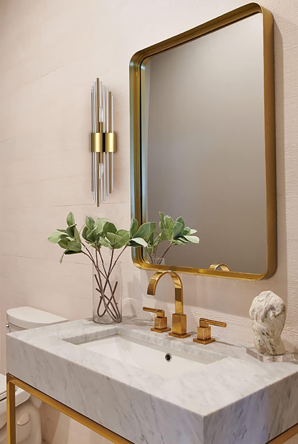2-light wall light gold vanity light stainless steel bathroom light