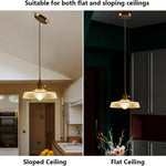 Antique pendant light clear glass hanging light glass copper kitchen light