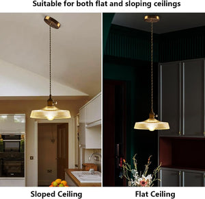 Antique pendant light clear glass hanging light glass copper kitchen light