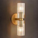 2 Light Entryway light Brass Cylindric light Metal, Crystal wall light