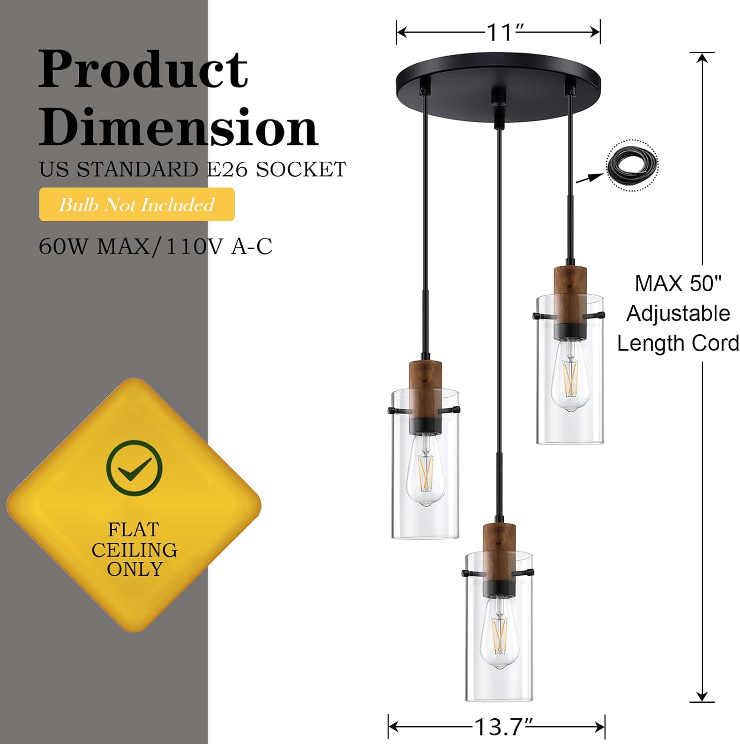 3 light kitchen light black bedroom light metal,wood and glass pendant light