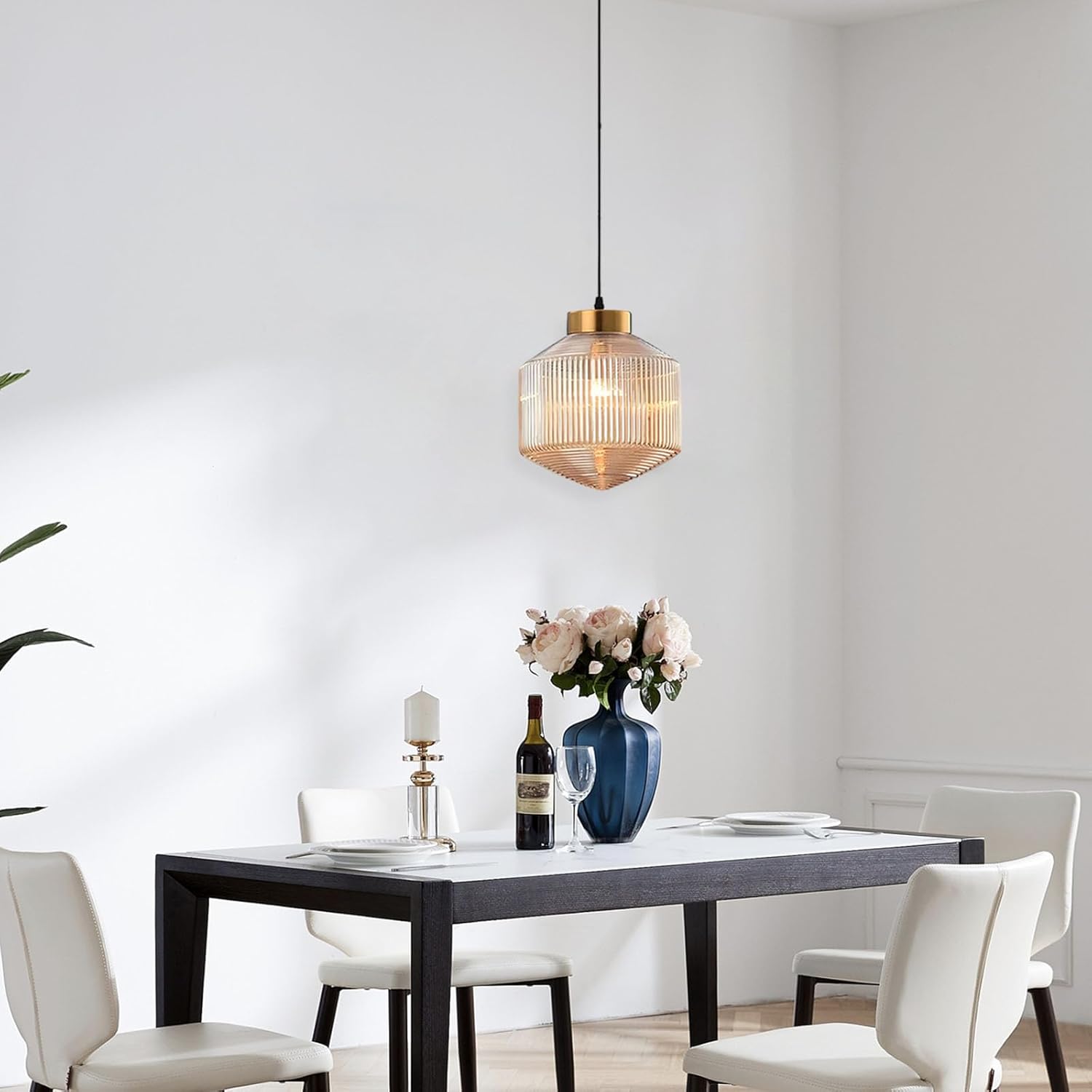 Adjustable size bar light amber hanging lamp glass pendant lights