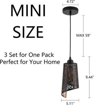 3 Pack bedroom light black and gold pendant light metal fixture light