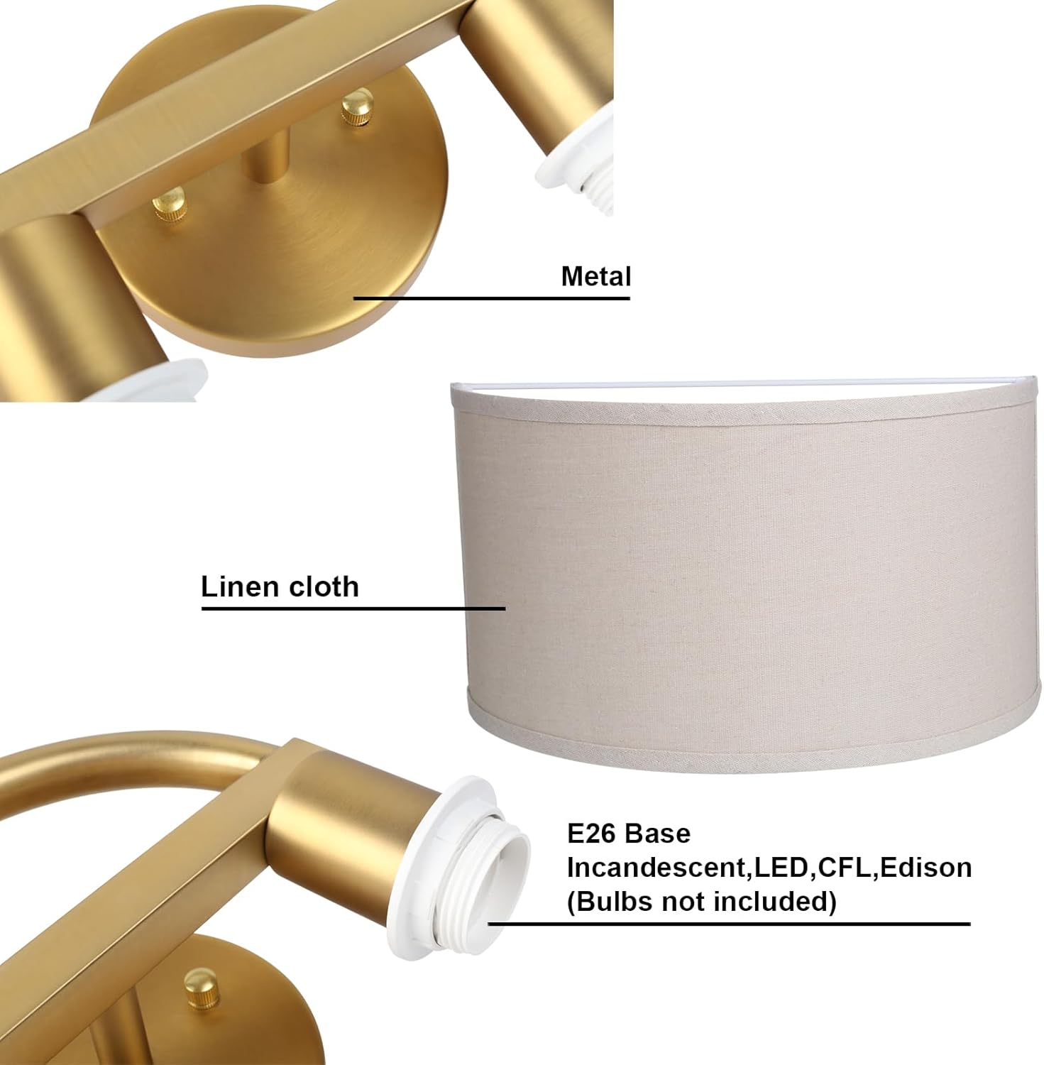 2-light vanity light linen mount light fabric wall light