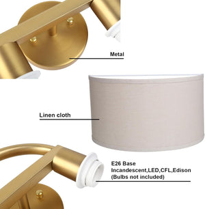 2-light vanity light linen mount light fabric wall light