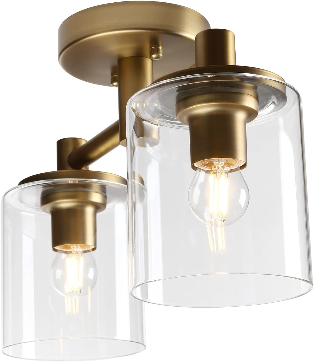 2-light flush mount light antique pendant light glass, metal chandelier lamp