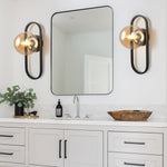 Set of 2 wall light black bedrooms light glass, metal cabinet light