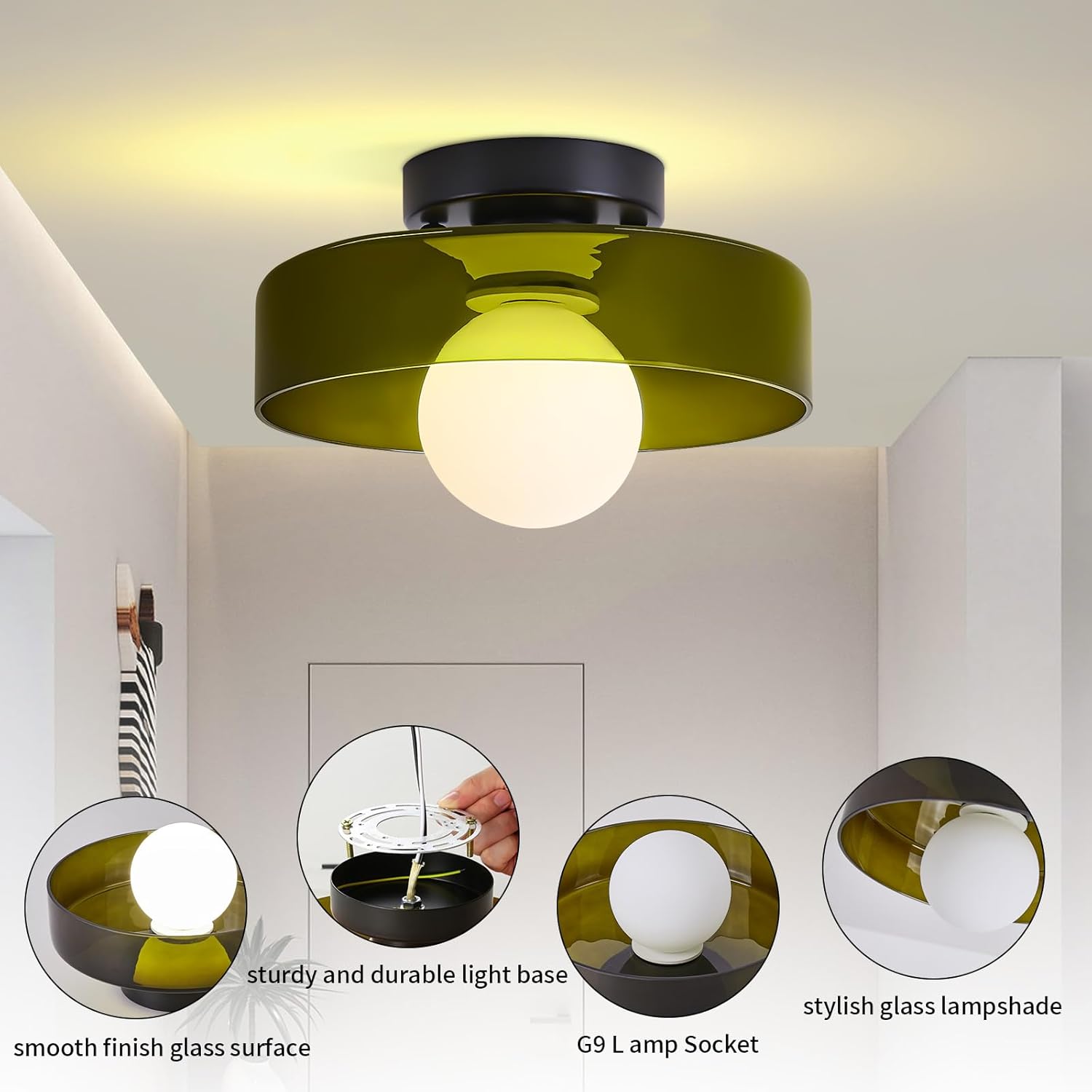 Modern dining room light dark green kitchen light glass ceiling light