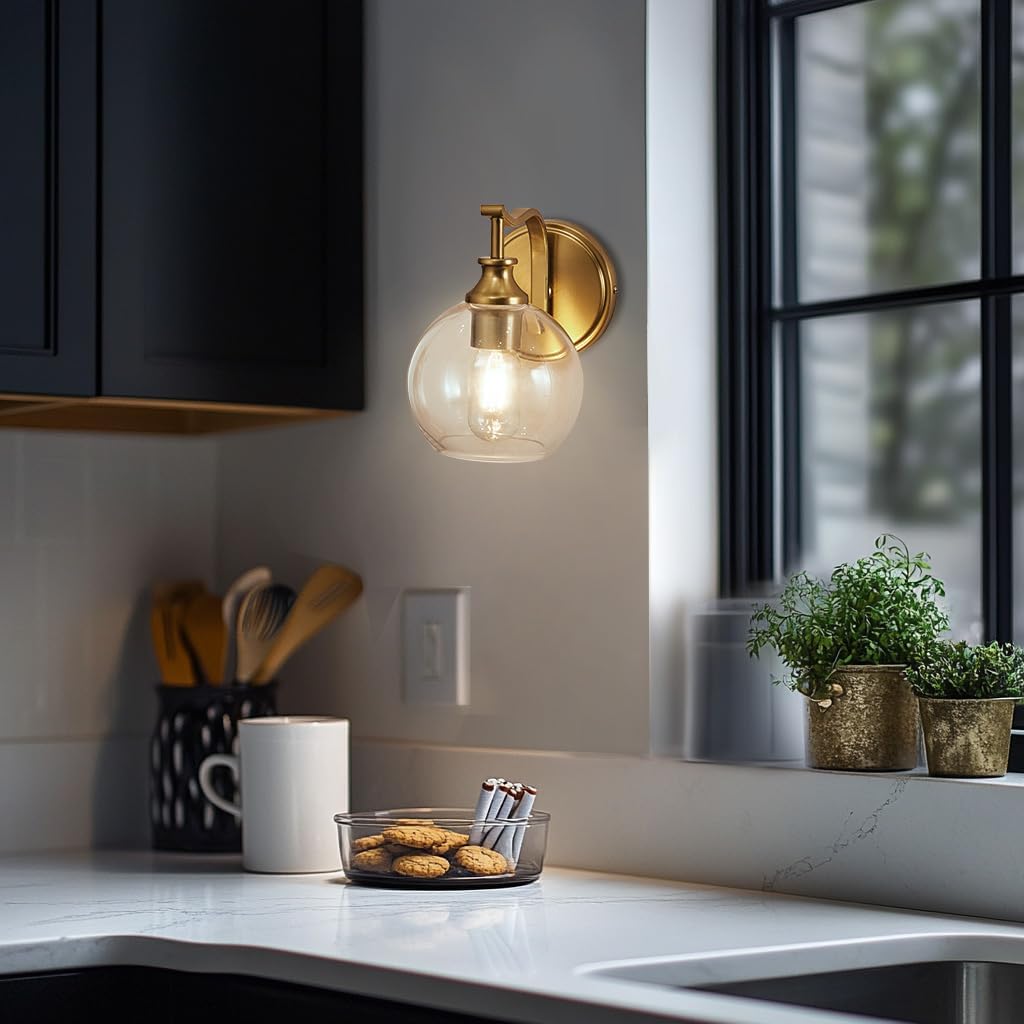 1-light bathroom light gold moun light metal wall light