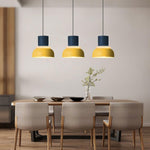 Industrial dining room light yellow and blue hanging light aluminum acrylic pendant light