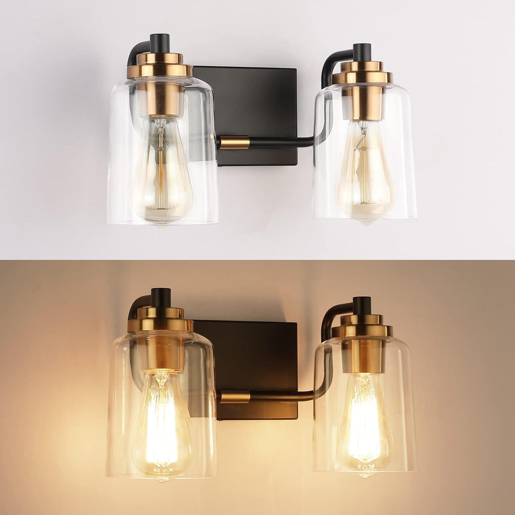 2 lights vanity light black fixtures light glass, metal wall light