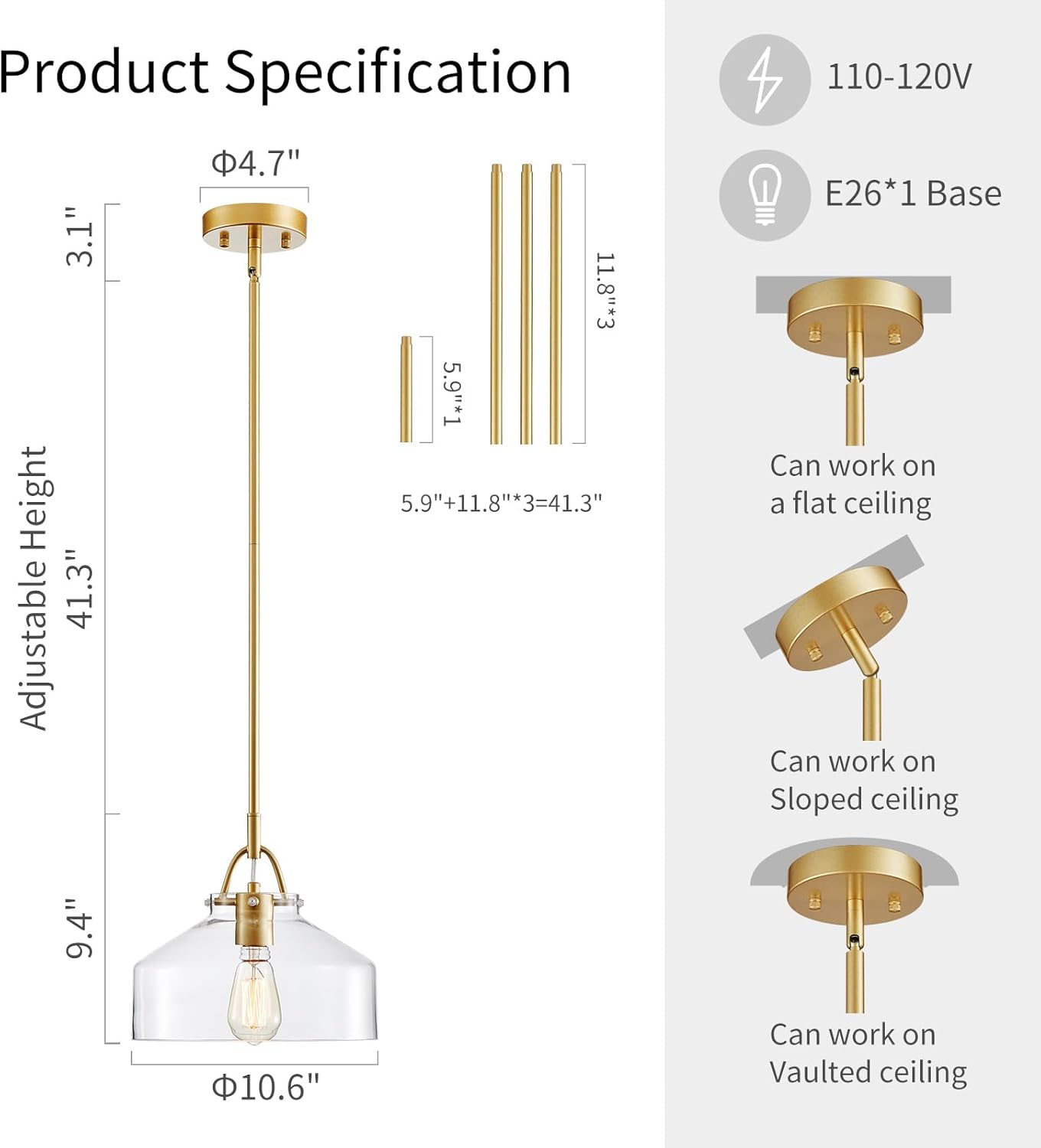 Industrial kitchen light gold pendant light glass metal chandelier light