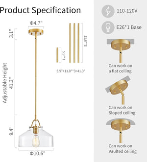 Industrial kitchen light gold pendant light glass metal chandelier light