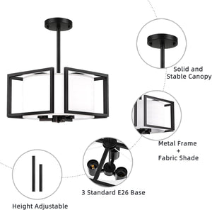 Modern ceiling light black drum light metal+farbic hallway light