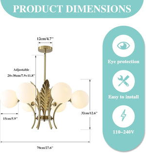 6 light chandelier light white pendant light flush metal mount light