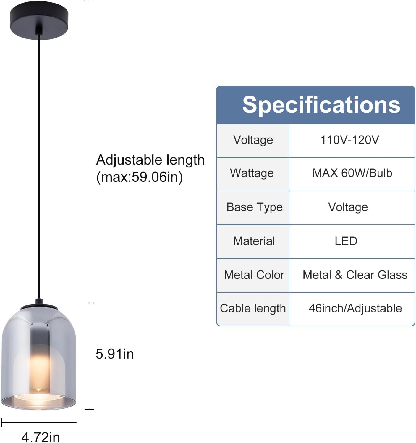 Double-layer pendant light black bedrooms light glass kitchen light