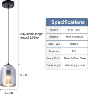 Double-layer pendant light black bedrooms light glass kitchen light