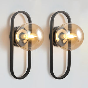 Set of 2 wall light black bedrooms light glass, metal cabinet light