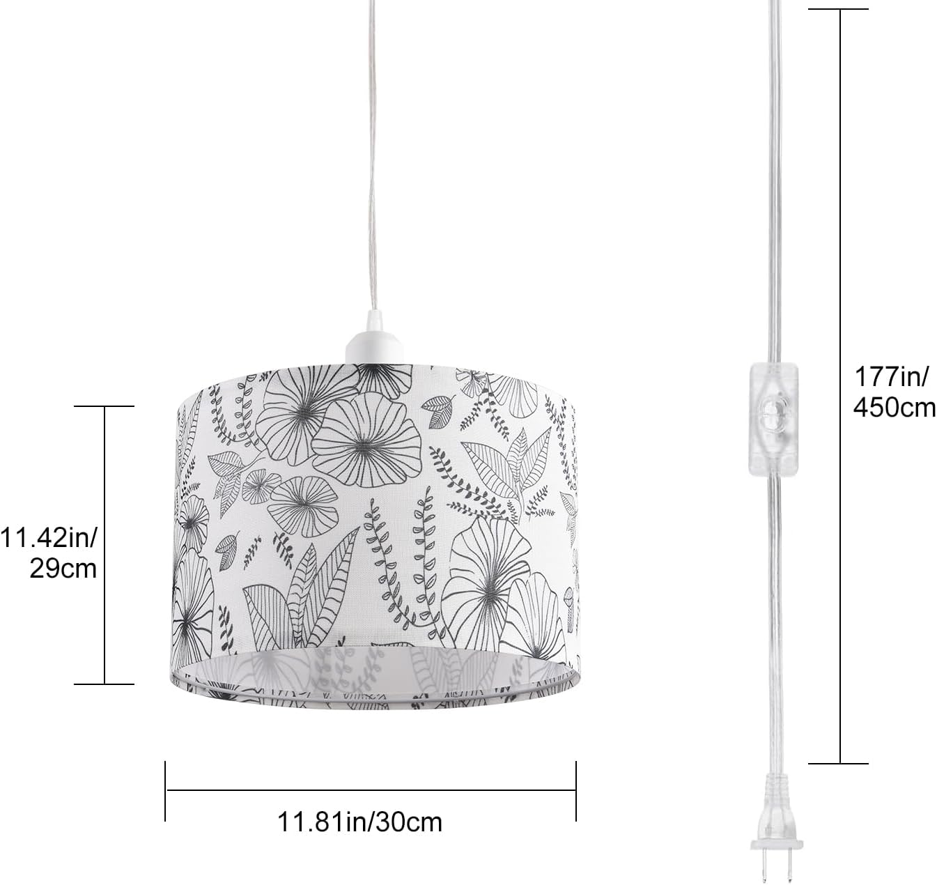 2 pack pendant light white & black hanging light metal bedroom light