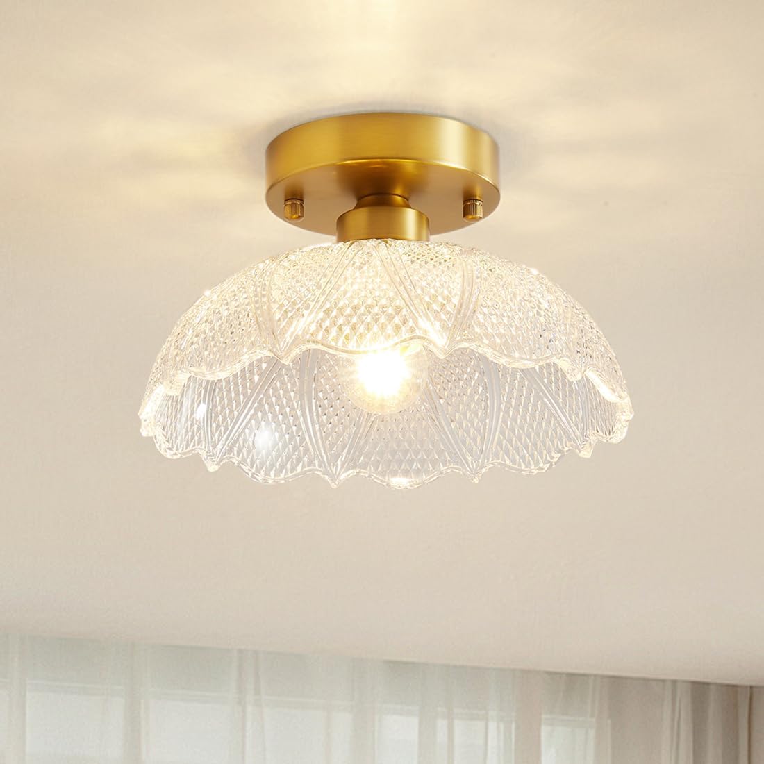 Vintage  entryway light gold ceiling light glass fixture light